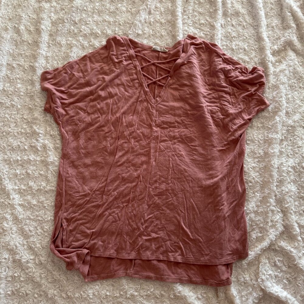 Dusty Rose V-Neck Shirt